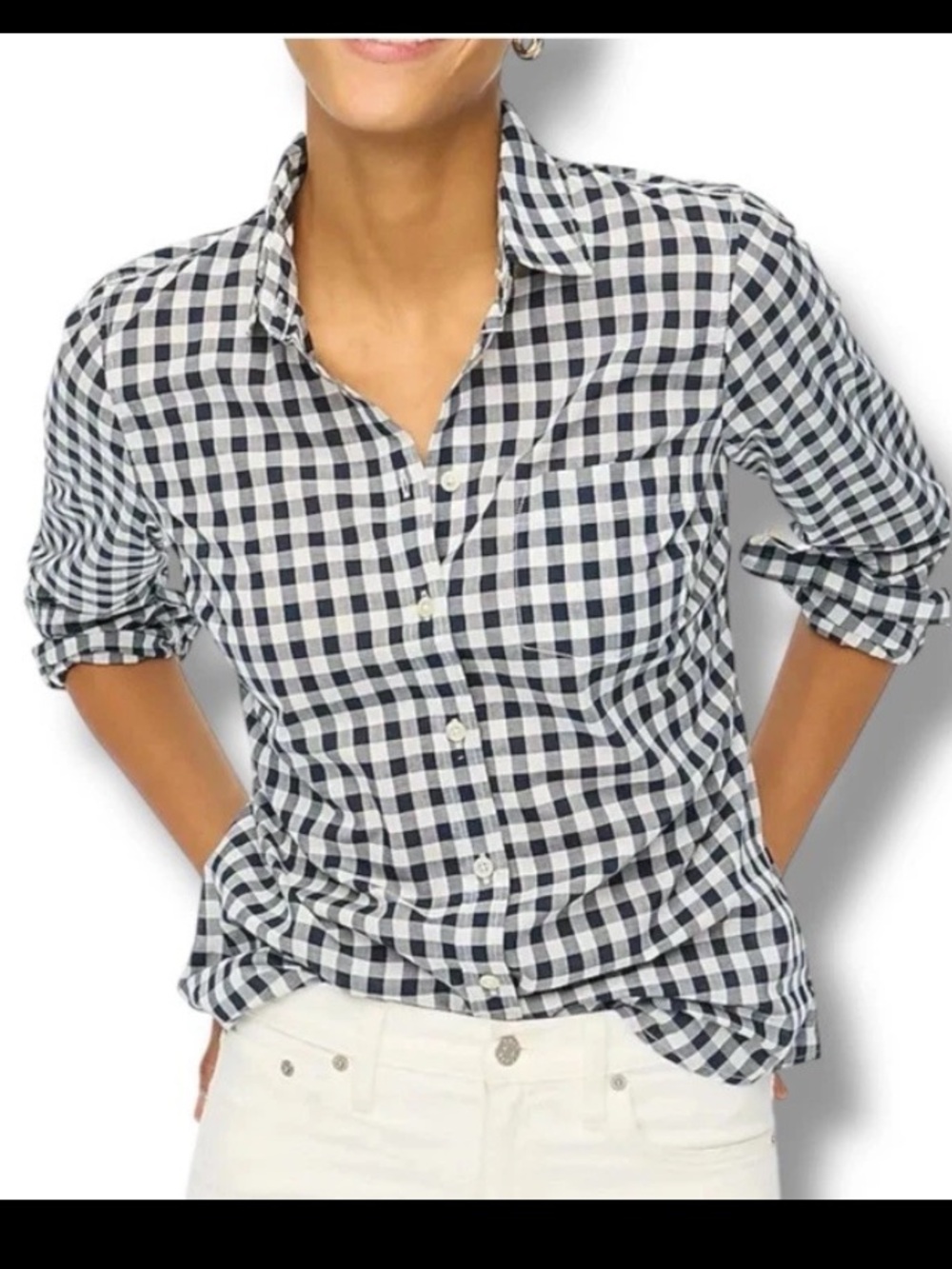 J. Crew Women’s Gingham Classic Shirt Checkered Cotton Button Down shirt
